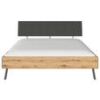 BETT 180/200 cm  in Eiche Artisan  - Eiche Artisan/Grau, Design, Holzwerkstoff/Textil (180/200cm) - Carryhome