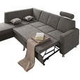 ECKSOFA in Flachgewebe Grau 198/256 cm - Chromfarben/Grau, Design, Kunststoff/Textil (198/256cm) - Xora
