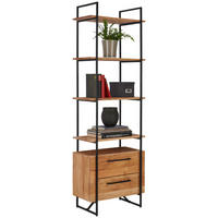 REGAL Akazie massiv Schwarz, Akaziefarben  - Schwarz/Akaziefarben, Design, Holz/Metall (60/188/35cm) - Landscape