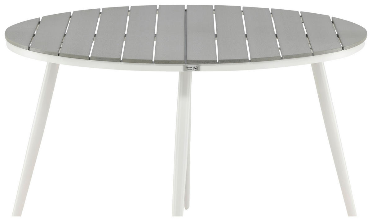 GARTENTISCH Metall, Kunststoff Grau, Weiß rund  - Weiß/Grau, KONVENTIONELL, Kunststoff/Metall (120/120/74cm) - Gardenson