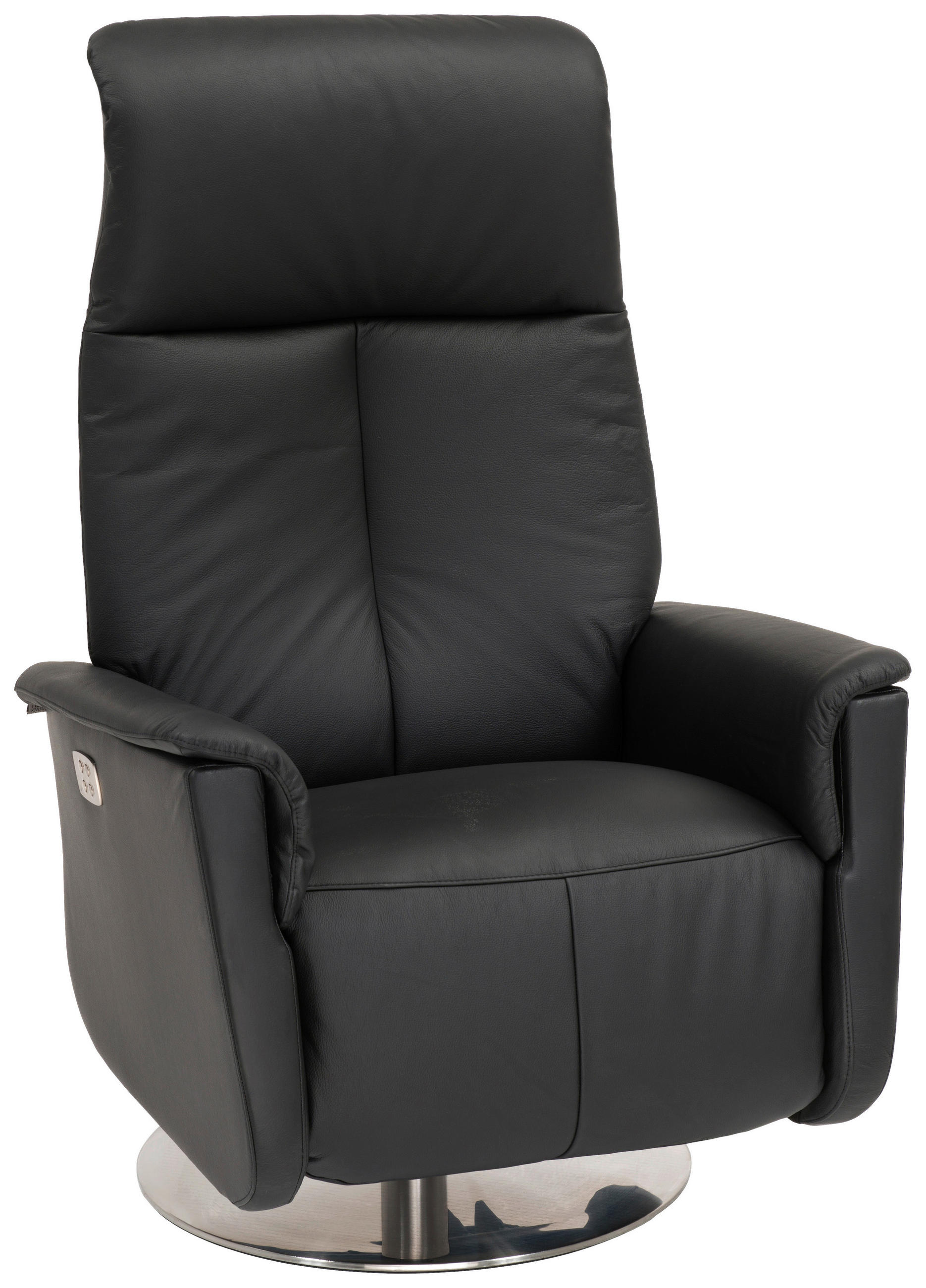 FÅTÖLJ i trä, metall, läder svart  - stålfärgad/svart, Design, metall/läder (80/117/87cm) - Welnova