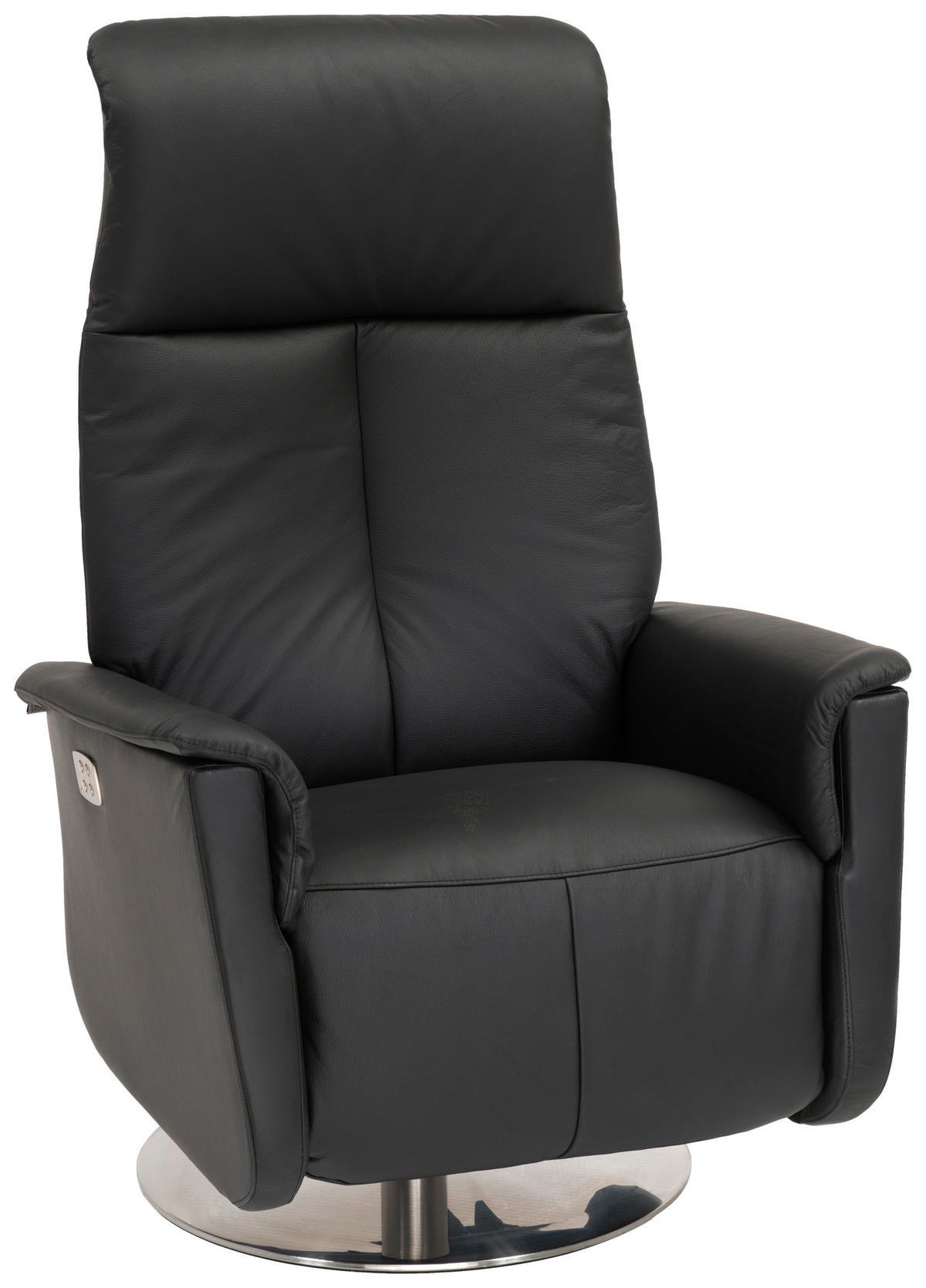 FÅTÖLJ i trä, metall, läder svart  - stålfärgad/svart, Design, metall/läder (80/117/87cm) - Welnova