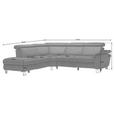 ECKSOFA in Echtleder Dunkelbraun  - Dunkelbraun/Alufarben, Design, Leder/Metall (242/271cm) - Cantus