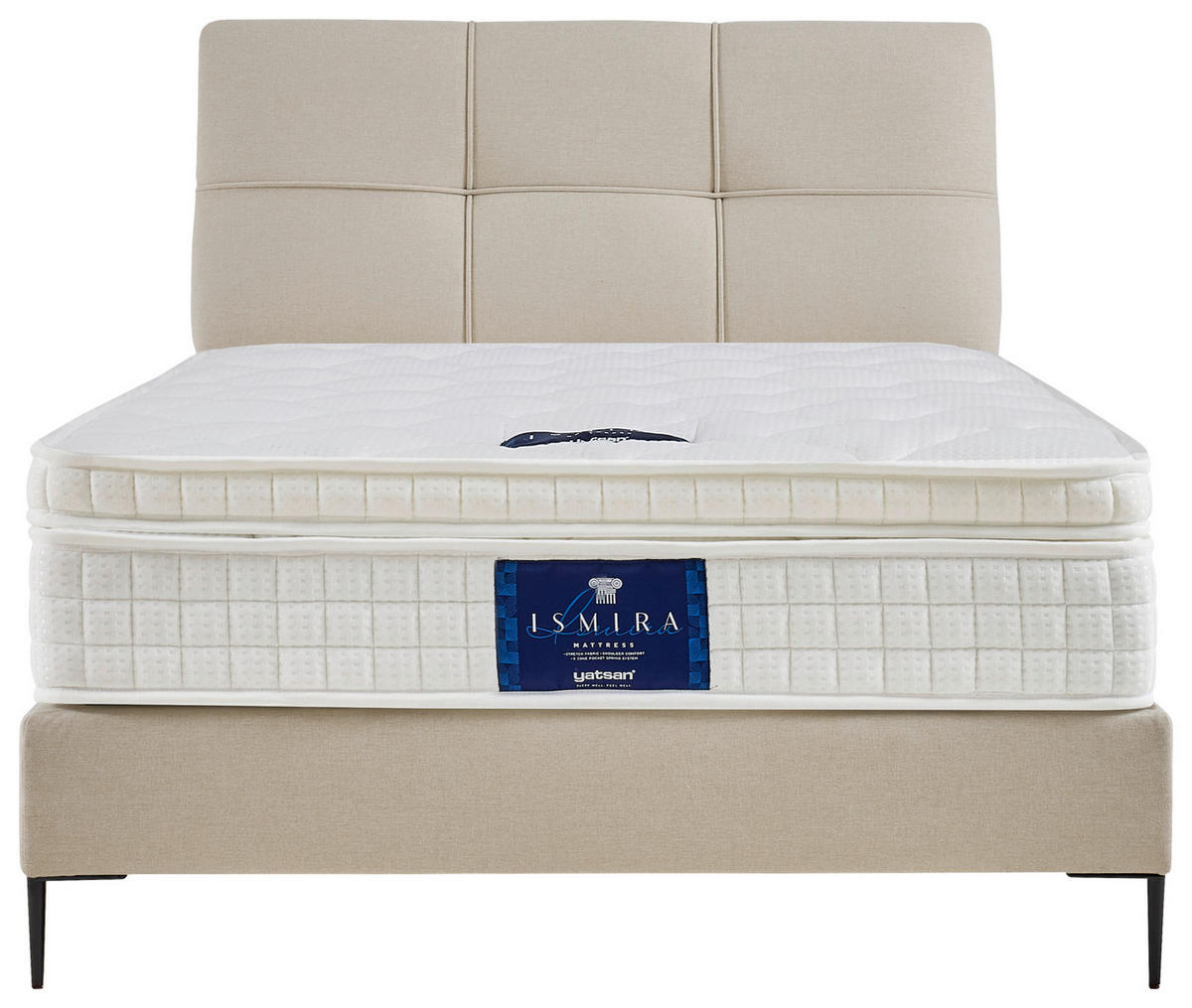 BOXSPRINGOVÁ POSTEĽ, 120/200 cm, krémová - čierna/krémová, Modern, kov/kompozitné drevo (120/200cm) - MID.YOU