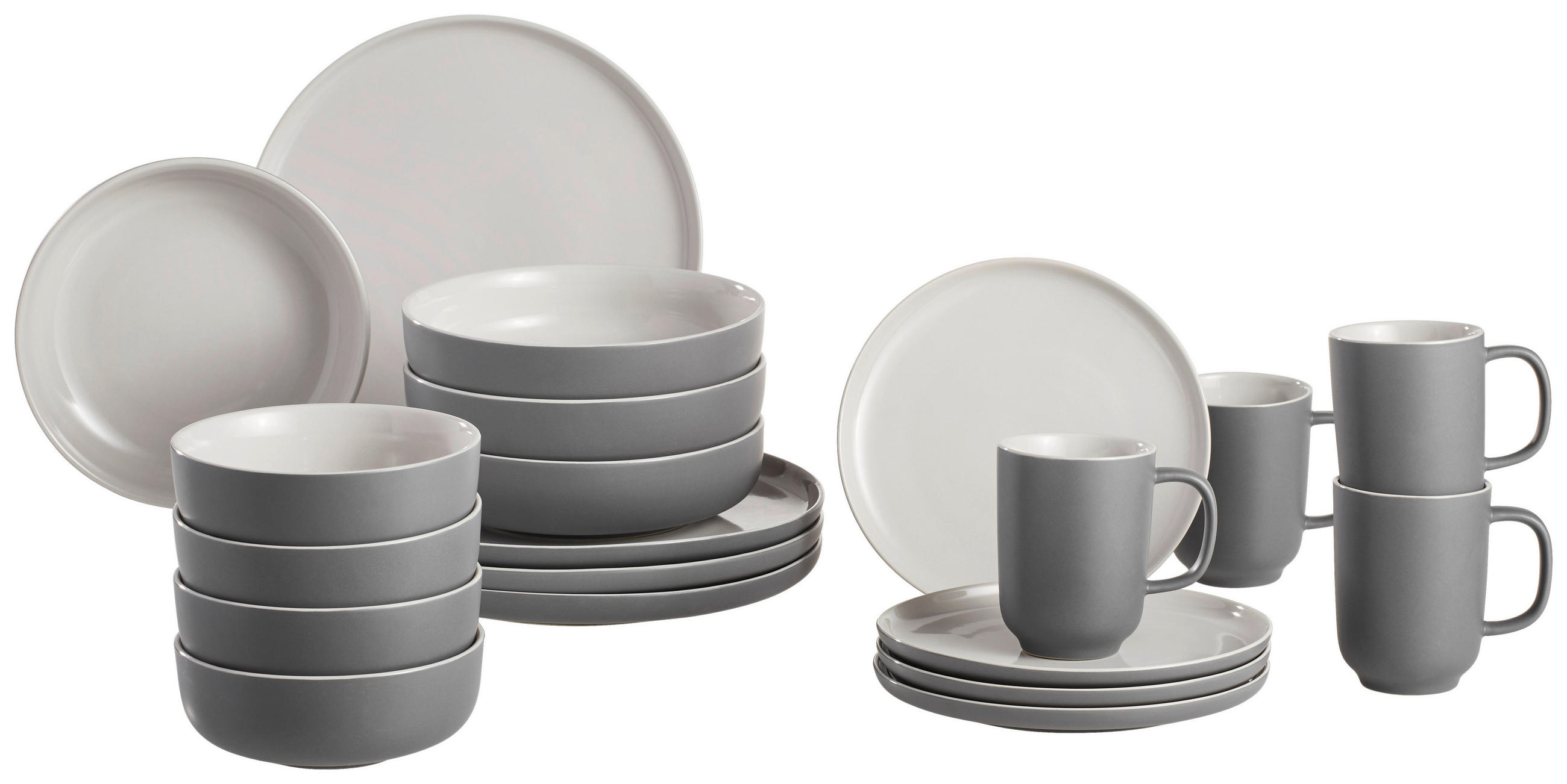 KOMBISERVICE Grau 20-teilig Jasper  - Grau, Basics, Keramik - Ritzenhoff Breker