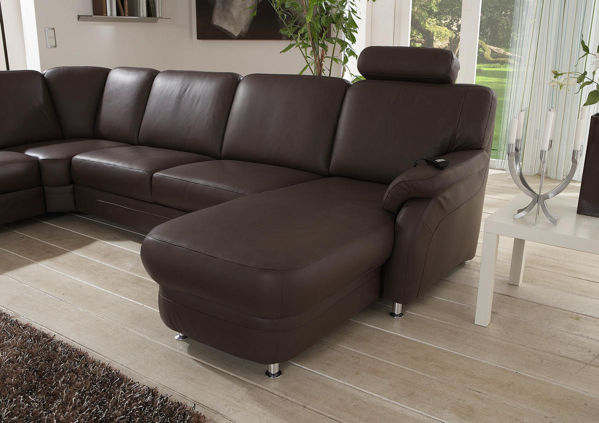 WOHNLANDSCHAFT in Echtleder Grau  - Alufarben/Grau, KONVENTIONELL, Leder/Metall (165/329/239cm) - Beldomo Premium
