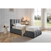 POLSTERBETT gepolstertes Kopfteil, Lattenrost, Bettkasten 90/200 cm  in Grau  - Schwarz/Naturfarben, Design, Holz/Kunststoff (90/200cm) - Boxxx
