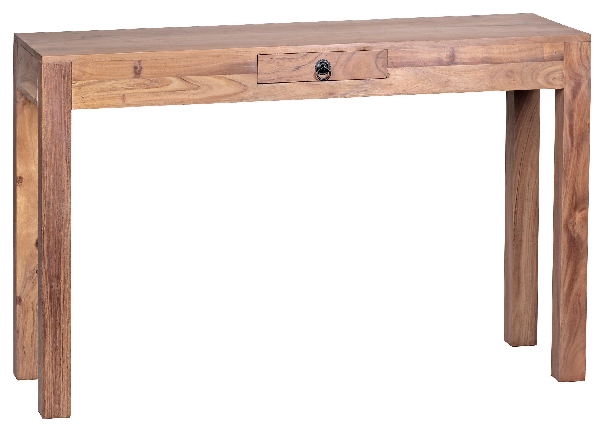 KONSOLENTISCH Akazie massiv Akaziefarben - Schwarz/Akaziefarben, LIFESTYLE, Holz/Metall (120/40/70cm) - MID.YOU