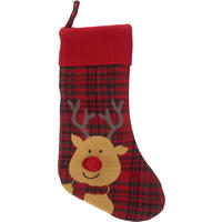 WEIHNACHTSSTRUMPF Rudolph  - Rot/Schwarz, KONVENTIONELL, Textil (20/55cm) - X-Mas