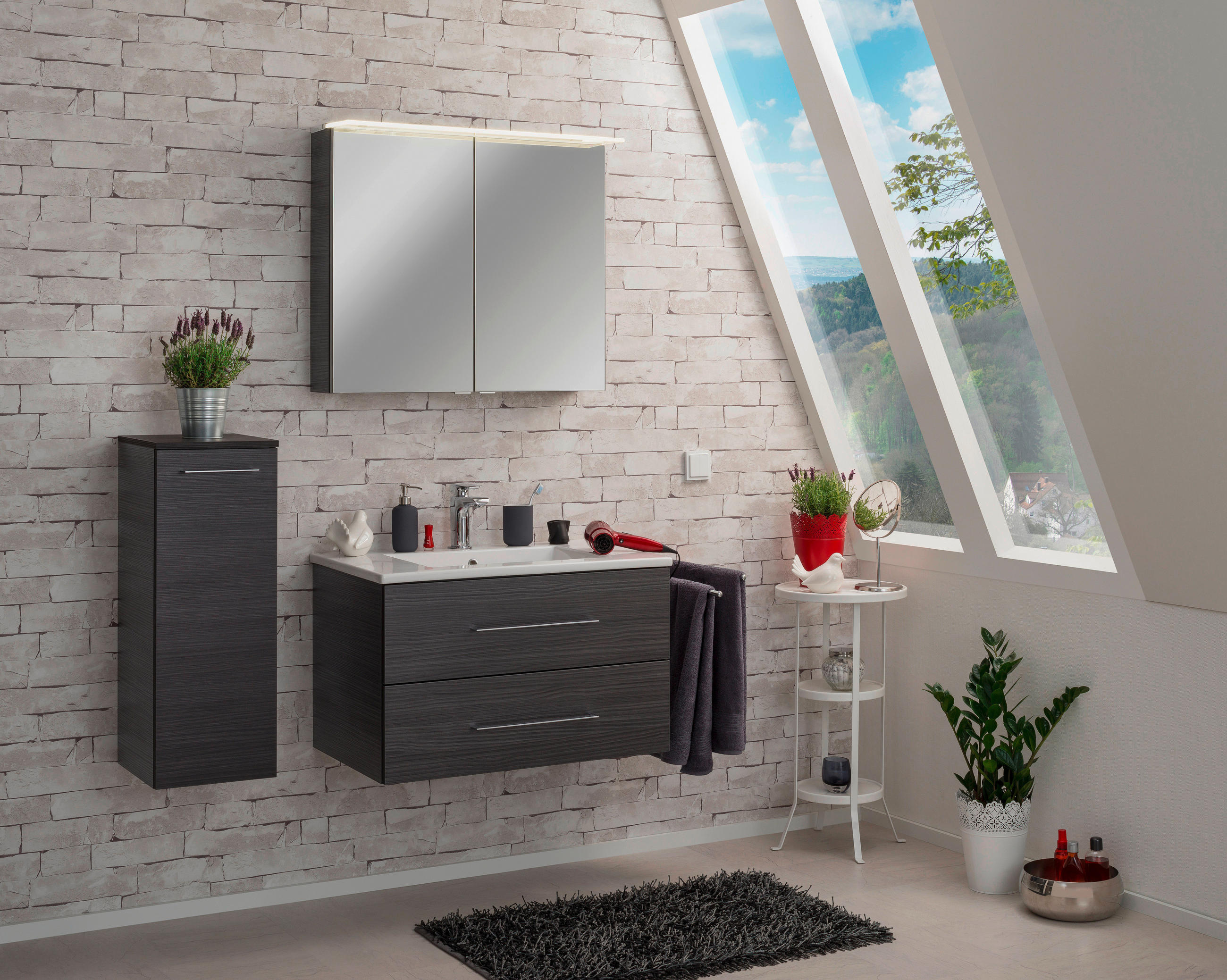 MIDISCHRANK Dunkelbraun - Dunkelbraun/Silberfarben, MODERN, Glas/Metall (30,5/81/32cm) - MID.YOU