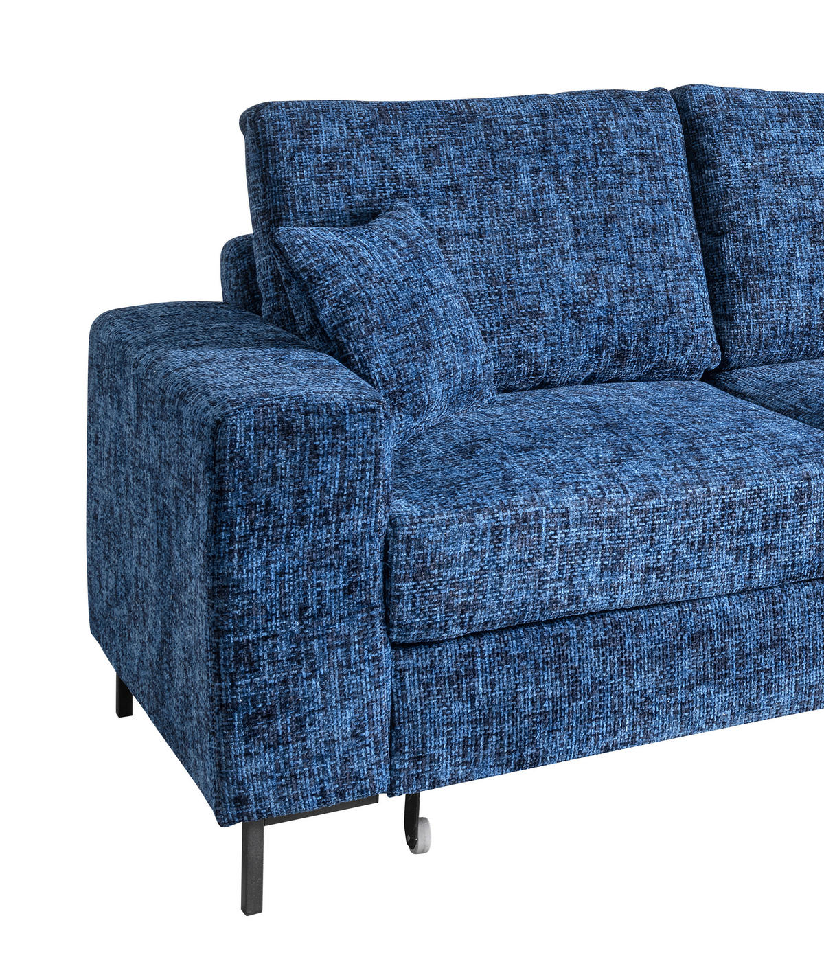 ECKSCHLAFSOFA  mit Rücken echt Struktur Blau  - Blau/Schwarz, KONVENTIONELL, Textil/Metall (237/143cm) - Livetastic