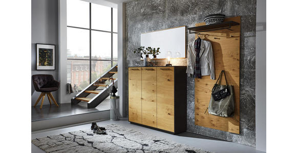 SCHUHSCHRANK Balkeneiche furniert lackiert Anthrazit, Eichefarben - Eichefarben/Anthrazit, Design, Holz/Metall (127/124/37cm) - Dieter Knoll