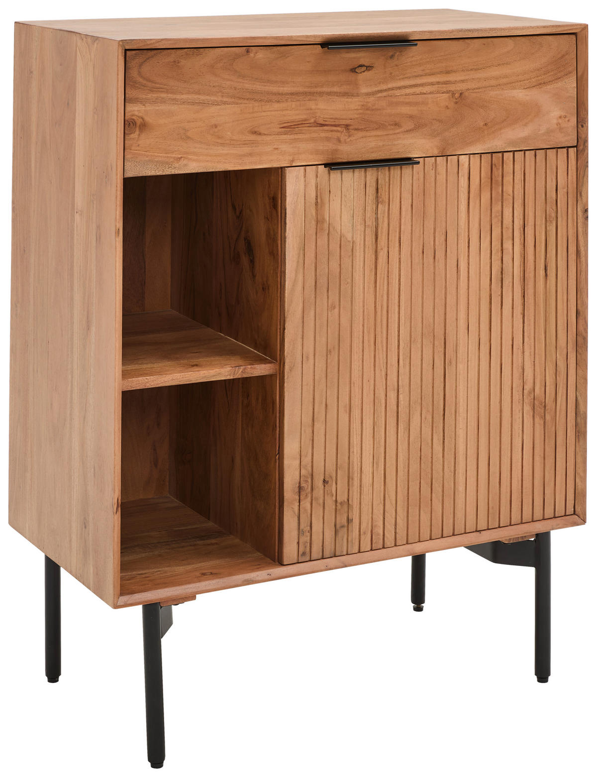 KOMMODE Doha  in 80/101/42 cm  - Schwarz/Naturfarben, KONVENTIONELL, Holz/Metall (80/101/42cm) - Livetastic