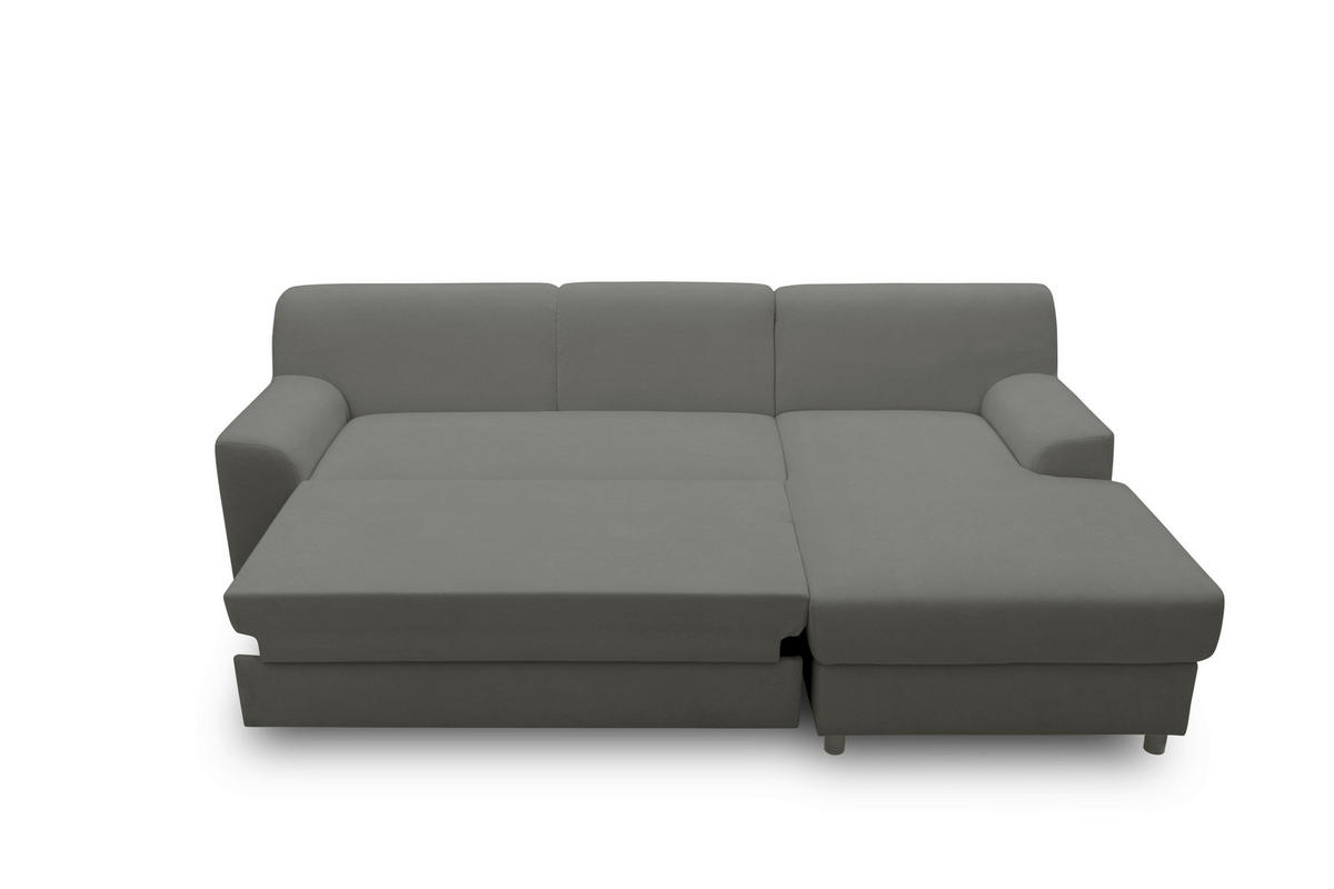 ECKSCHLAFSOFA  CAPRI 2 Dunkelgrau Mikrofaser  - Dunkelgrau/Schwarz, Basics, Kunststoff/Textil (241/146cm) - MID.YOU