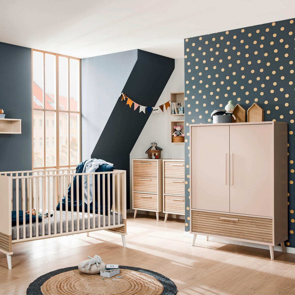 BABYKLEIDERSCHRANK Eefje Beige, Eichefarben  - Eichefarben/Beige, Basics, Holzwerkstoff (94,8/139,2/41,1cm) - Paidi