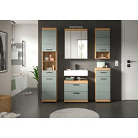 BADEZIMMER 5-teilig  in 134 cm  - Salbeigrün/Schwarz, MODERN, Glas/Holzwerkstoff (134cm) - MID.YOU