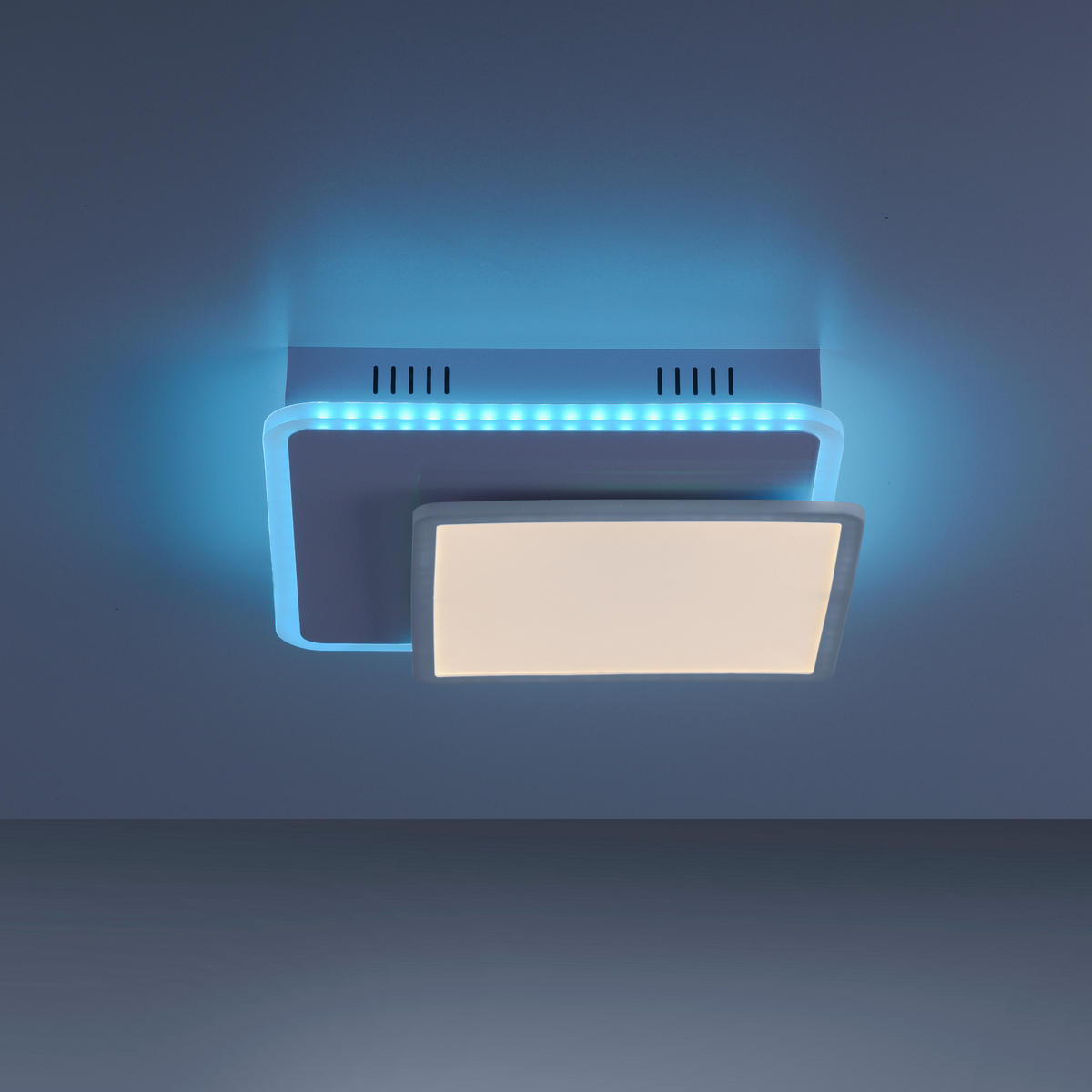 LED-Deckenleuchte 45,3/45,3/7,5 cm   - Weiß, Design, Kunststoff/Metall (45,3/45,3/7,5cm) - Globo