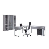 BÜRO erweiterbar, in verschiedenen Holz-Dekoren erhältlich, Schreibtisch seitenverkehrt montierbar, abschließbar Grau, Anthrazit Hochglanz - Anthrazit Hochglanz/Grau, MODERN, Holzwerkstoff - MID.YOU