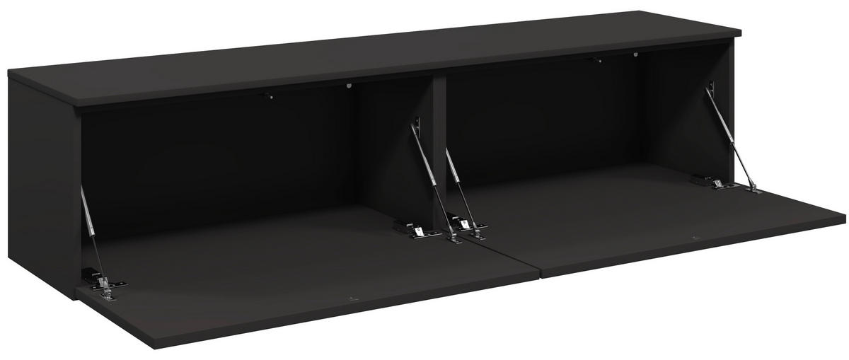 LOWBOARD  160,3/37,6/37,4 cm  individuell planbar, Beimöbel erhältlich, hängend, in verschiedenen Größen erhältlich, in verschiedenen Holzdekoren erhältlich  - Schwarz, Design, Holzwerkstoff (160,3/37,6/37,4cm) - Celina Home