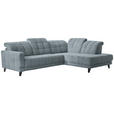 ECKSOFA in Webstoff Hellblau  302/216 cm  - Schwarz/Hellblau, Design, Holz/Textil (302/216cm) - Xora