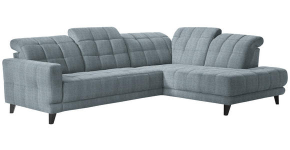 ECKSOFA in Webstoff Hellblau  302/216 cm  - Schwarz/Hellblau, Design, Holz/Textil (302/216cm) - Xora