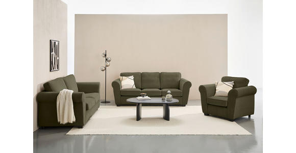 3-SITZER-SOFA  in Chenille Dunkelgrün  - Dunkelgrün/Schwarz, KONVENTIONELL, Kunststoff/Textil (226/88/86cm) - Carryhome