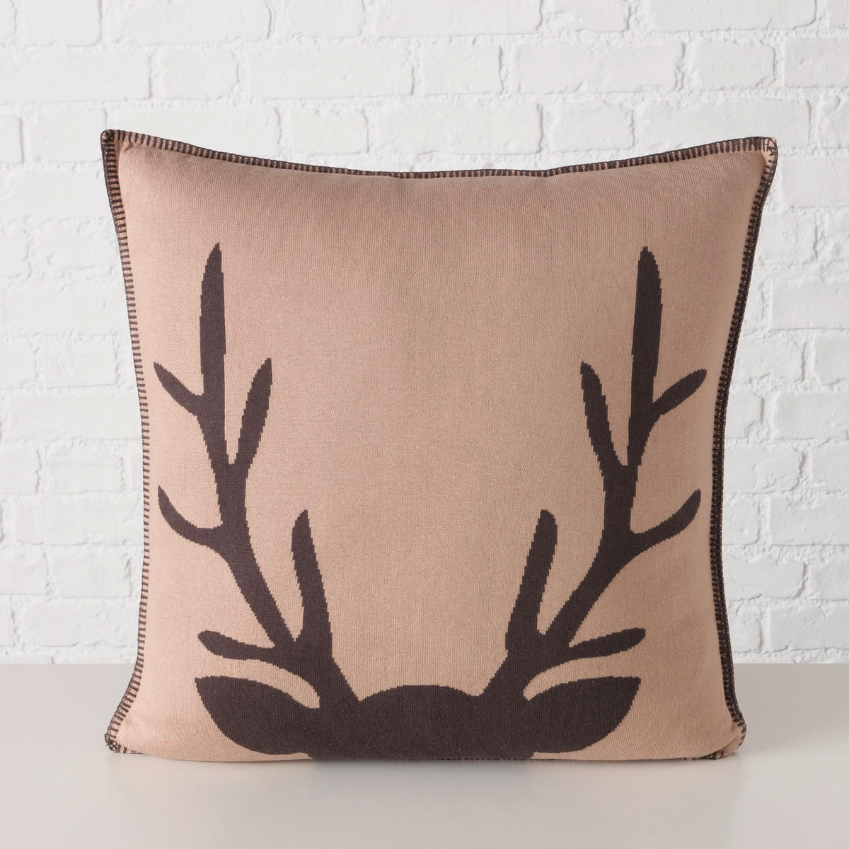 ZIERKISSEN  50/50 cm   - Dunkelgrau/Beige, Trend, Textil (50/50cm)