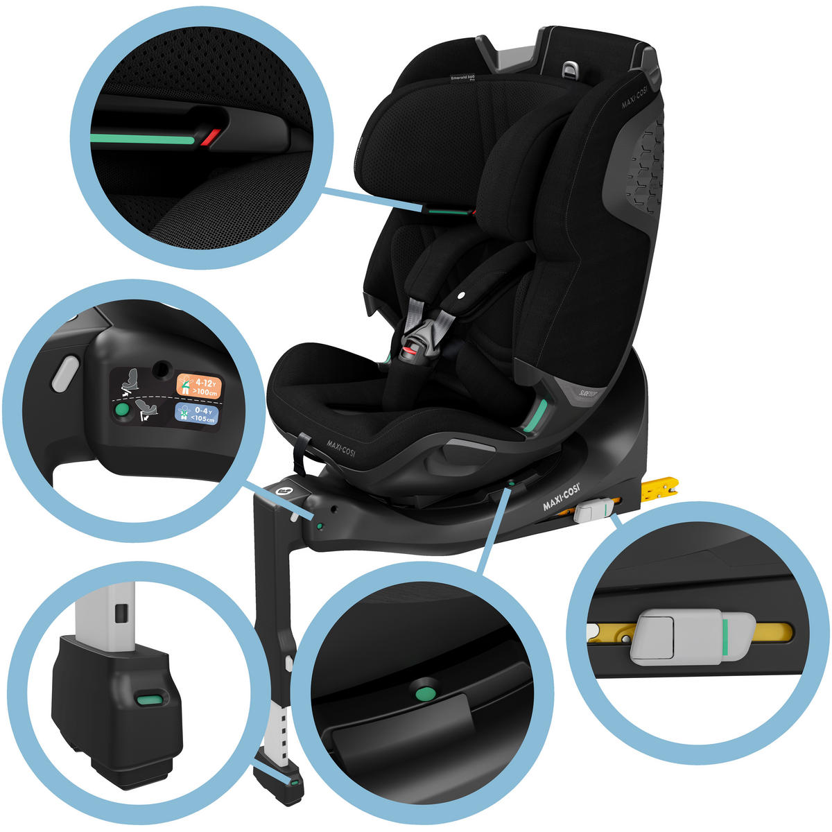 REBOARDER-KINDERSITZ Emerald 360 Pro  - Schwarz, Basics, Kunststoff/Textil (43/65/58cm) - Maxi-Cosi