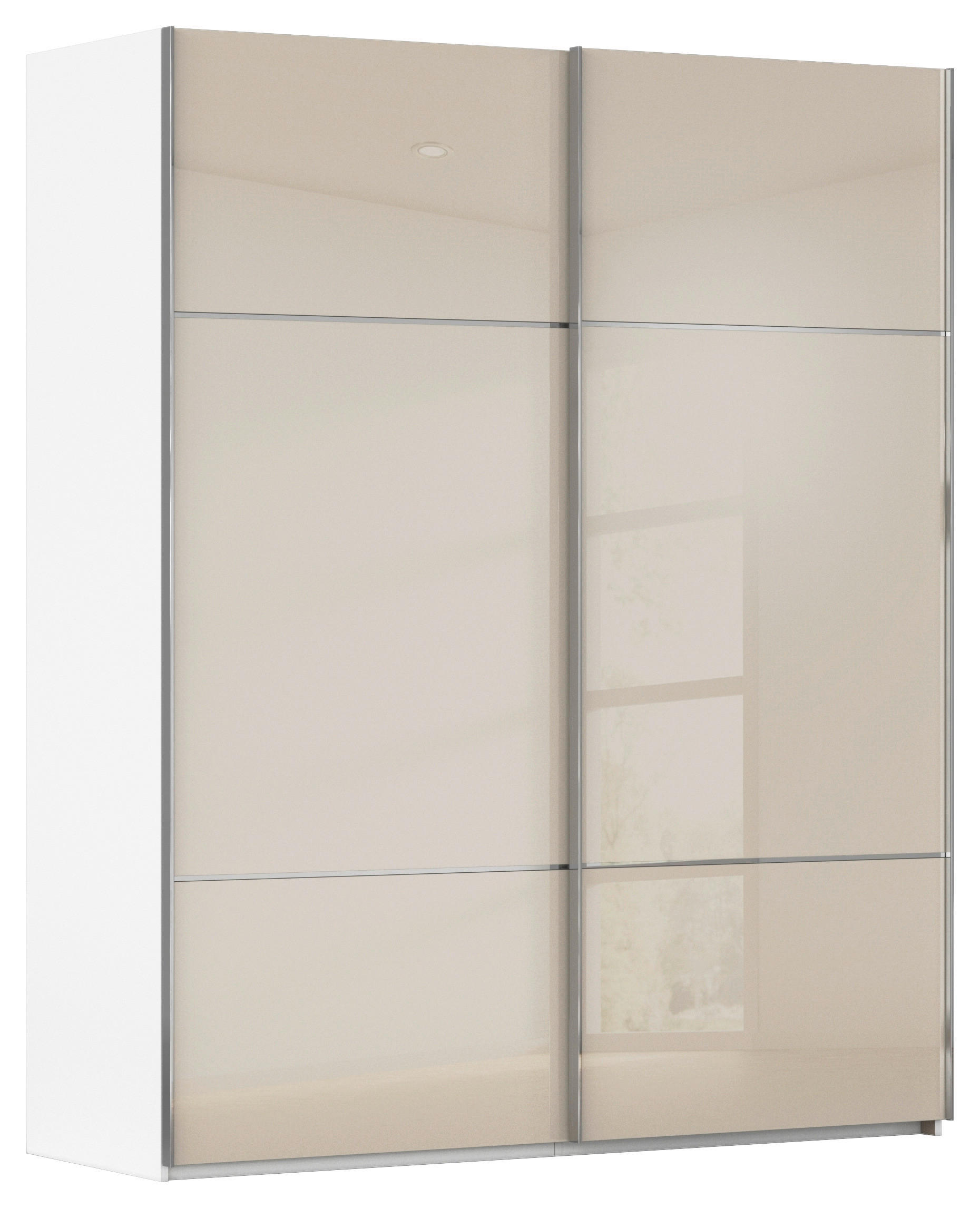 SCHWEBETÜRENSCHRANK Weiss  - Chromfarben/Weiss, Konventionell, Glas/Holzwerkstoff (201/223/67cm) - Novel