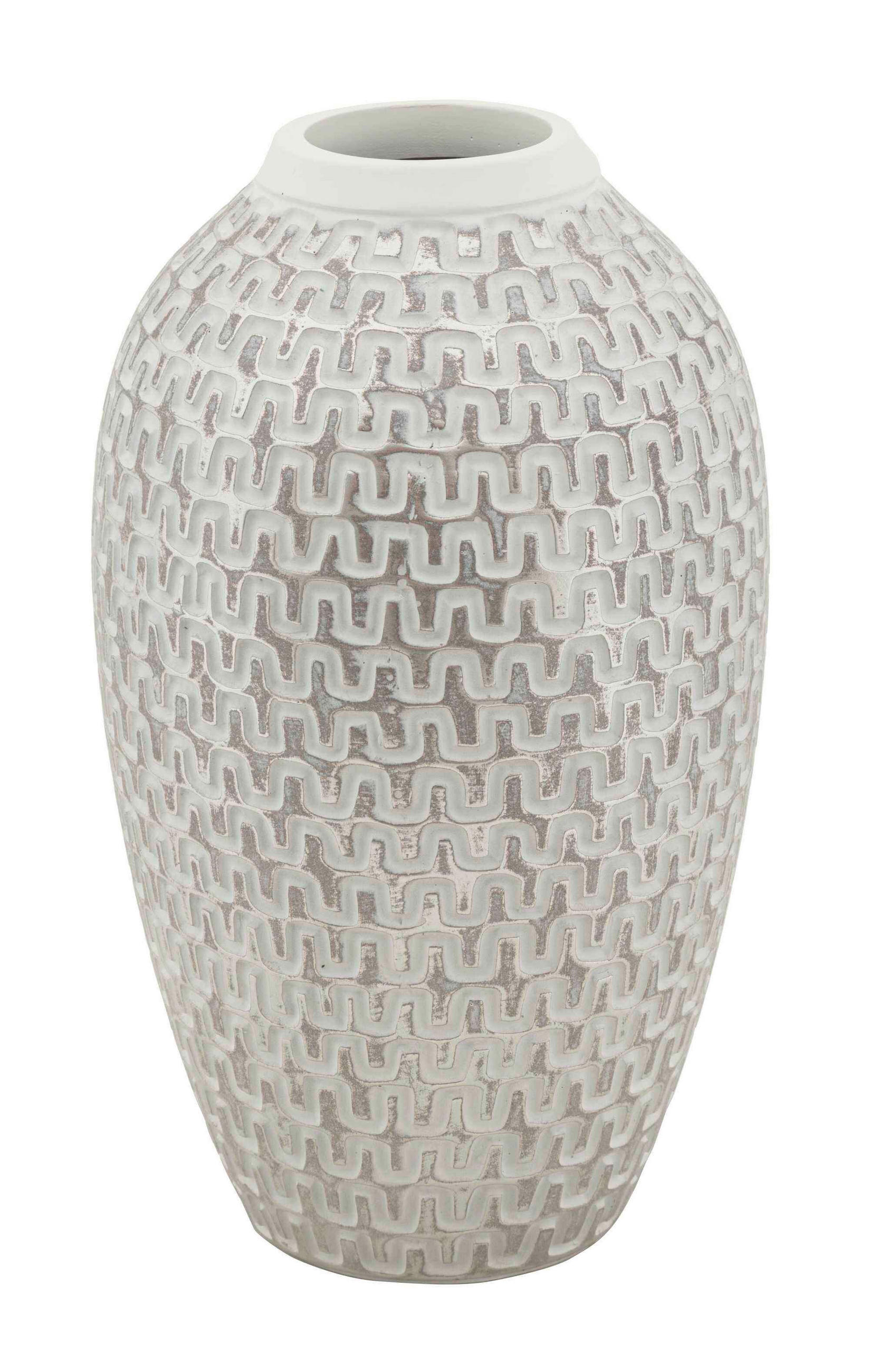 Mauro Ferretti Vase Weiß, Gold 19.5x34x19.5 cm