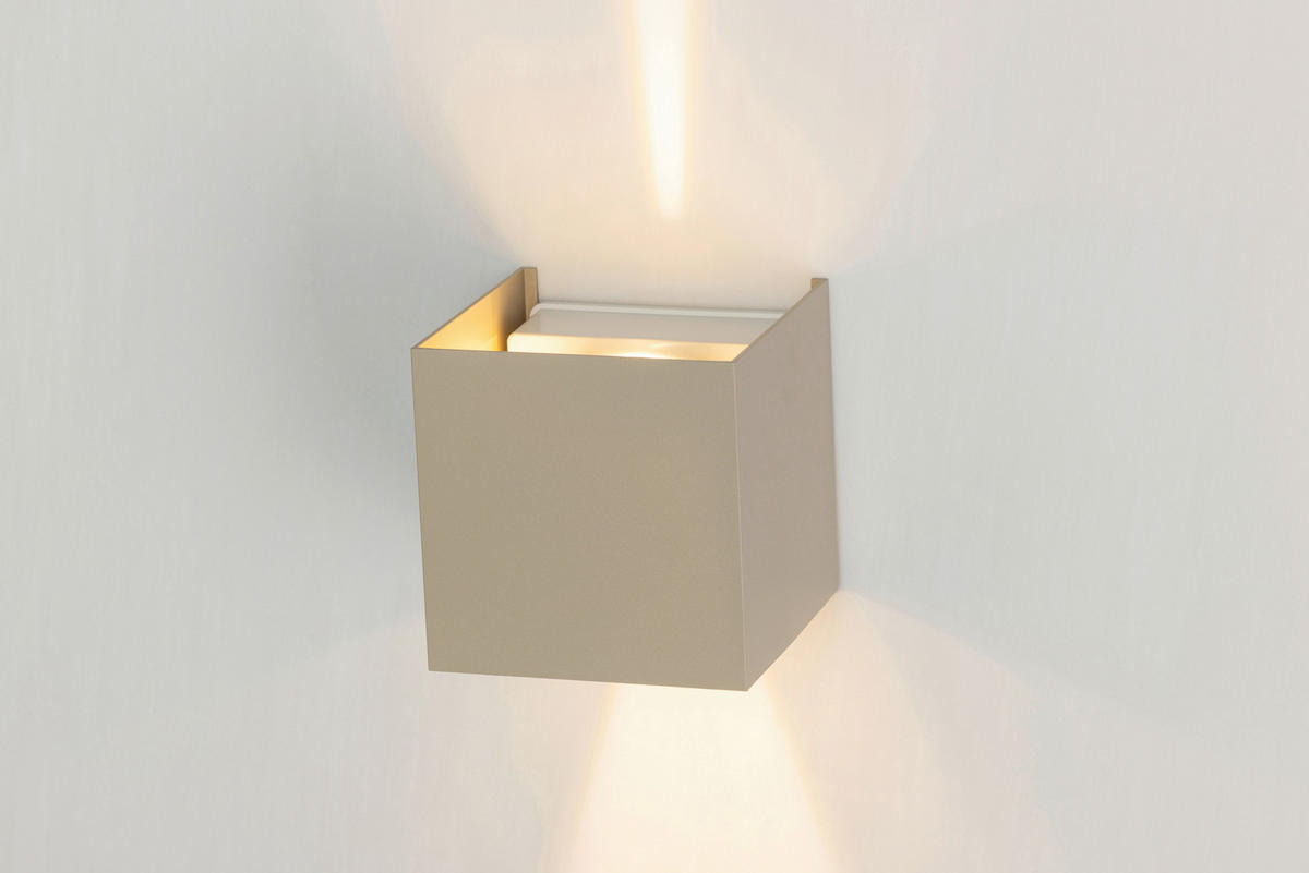 LED-WANDLEUCHTE 10/10/10 cm   - Sandfarben, Basics, Kunststoff/Metall (10/10/10cm) - Novel