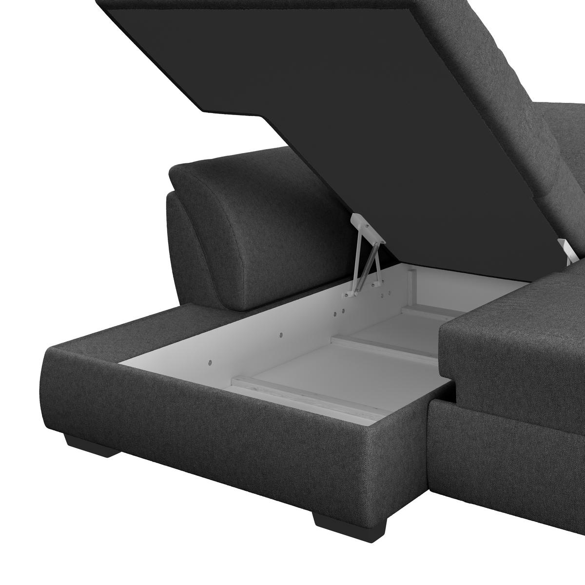 ECKSOFA Anthrazit Webstoff  - Anthrazit/Schwarz, Design, Kunststoff/Textil (187/278cm) - Livetastic