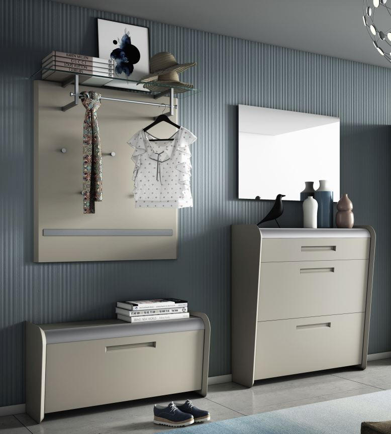GARDEROBE 4-teilig in 205/185/36 cm - Taupe/Alufarben, Design, Holzwerkstoff/Metall (205/185/36cm) - Dieter Knoll