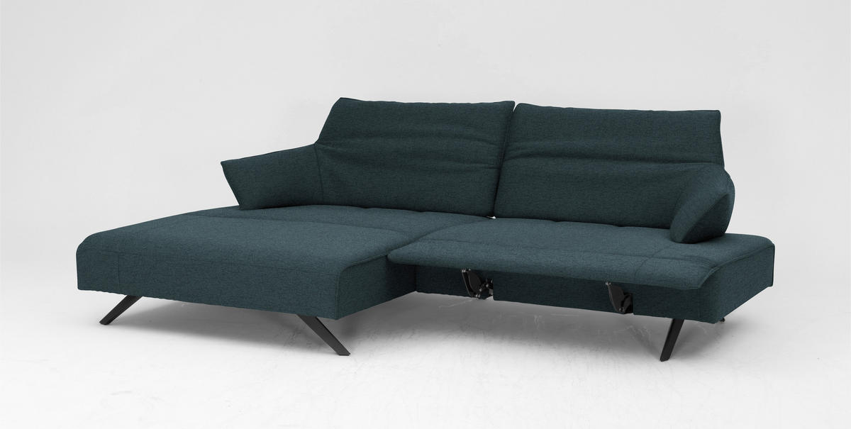 ECKSOFA in Struktur Hellblau  - Anthrazit/Hellblau, Design, Textil/Metall (165/276cm) - Himolla