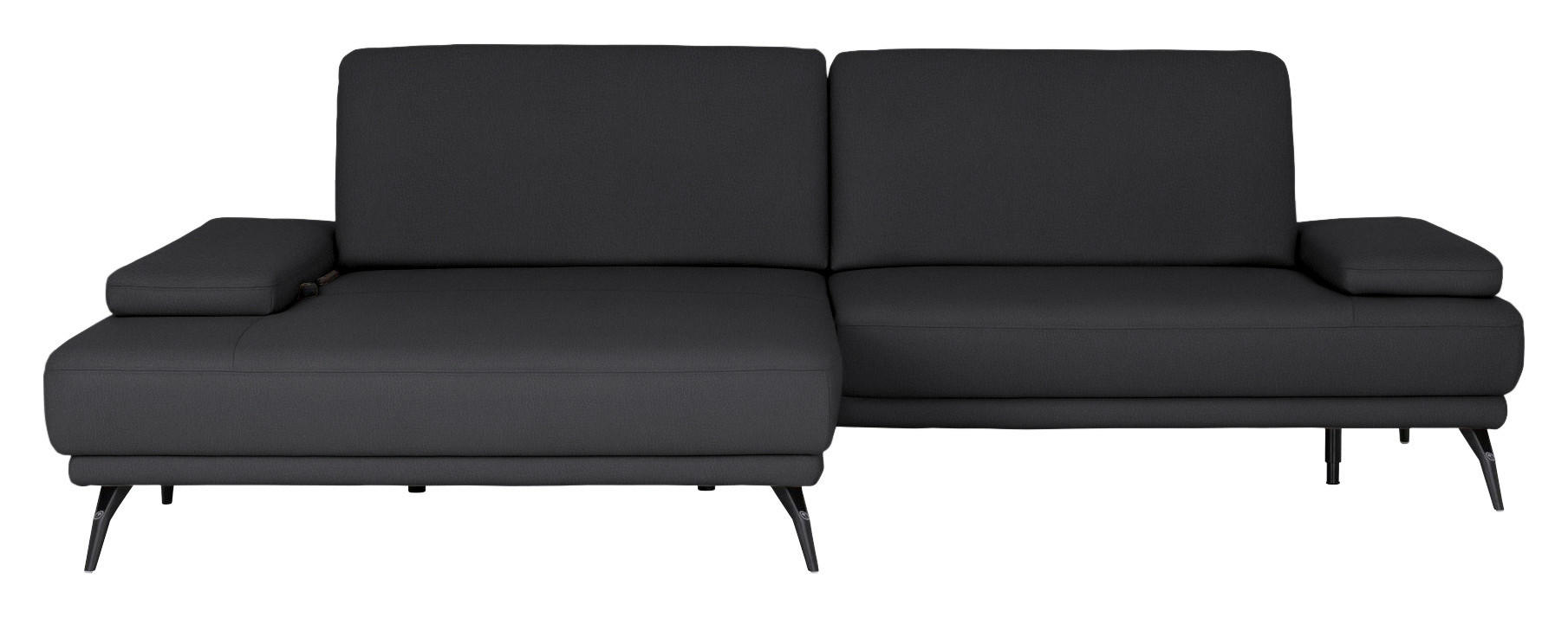 ECKSOFA Echtleder Anthrazit  - Anthrazit/Schwarz, Konventionell, Leder/Metall (180/301cm) - Joop!