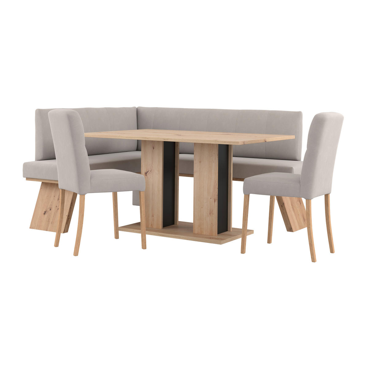 ECKBANK 150/185 cm Webstoff Weiß   - Eichefarben/Weiß, KONVENTIONELL, Textil (150/185cm) - Livetastic