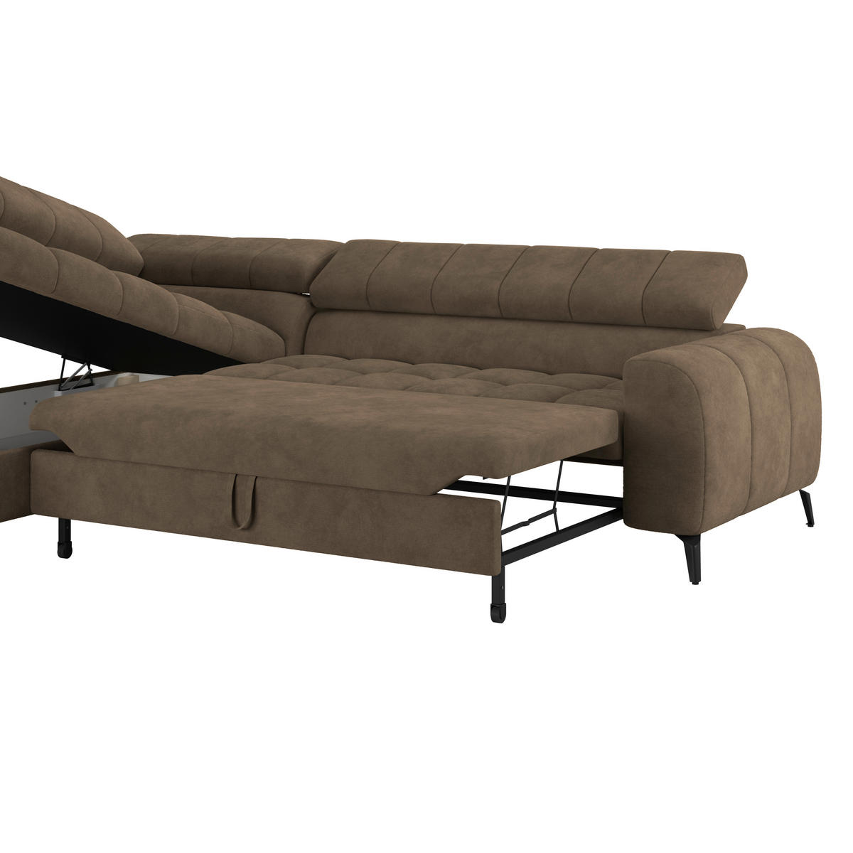 ECKSOFA Braun  - Schwarz/Braun, Trend, Kunststoff/Textil (203/261cm) - Livetastic