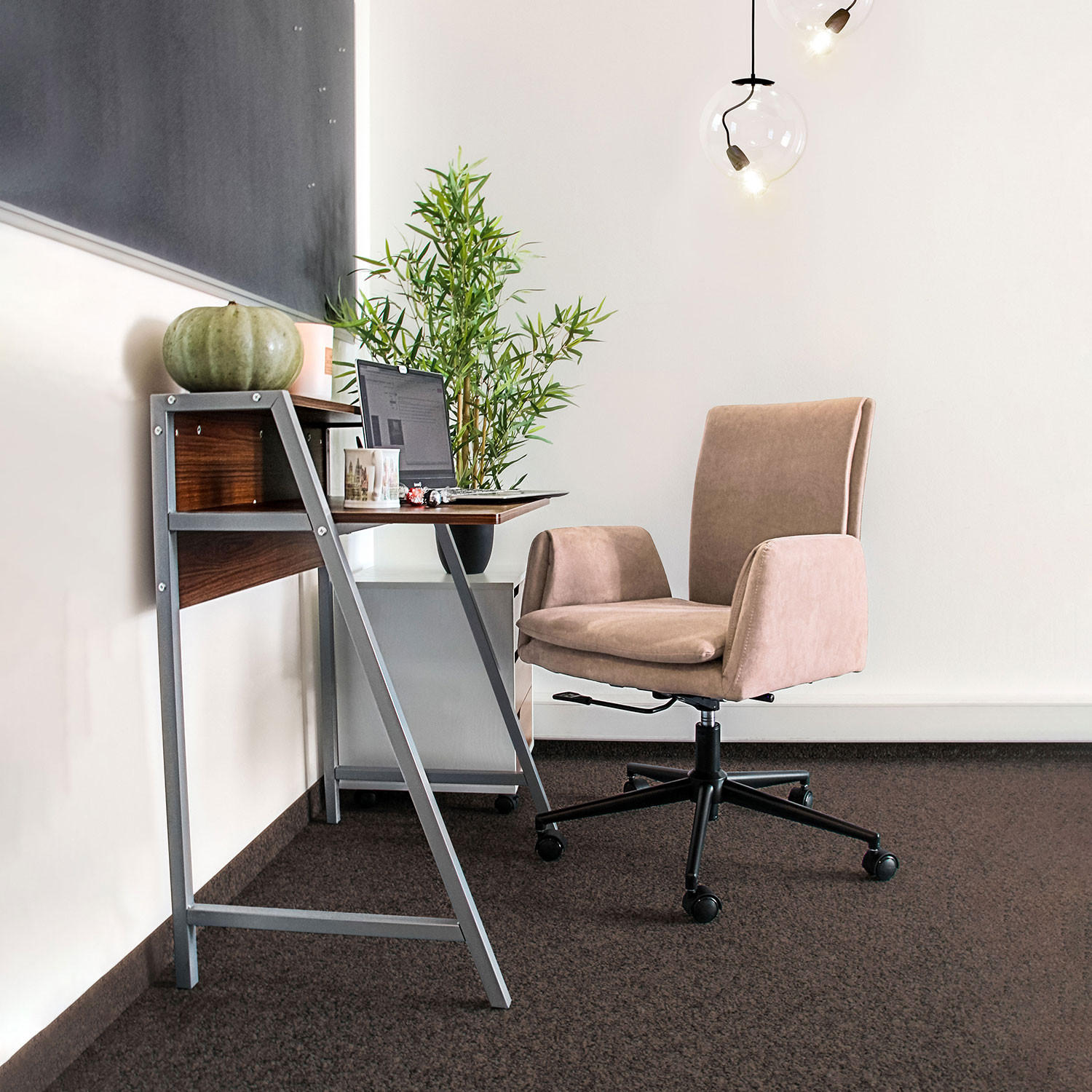 DREHSTUHL Velours Beige  - Beige/Schwarz, MODERN, Kunststoff/Textil (58/105/64cm) - MID.YOU