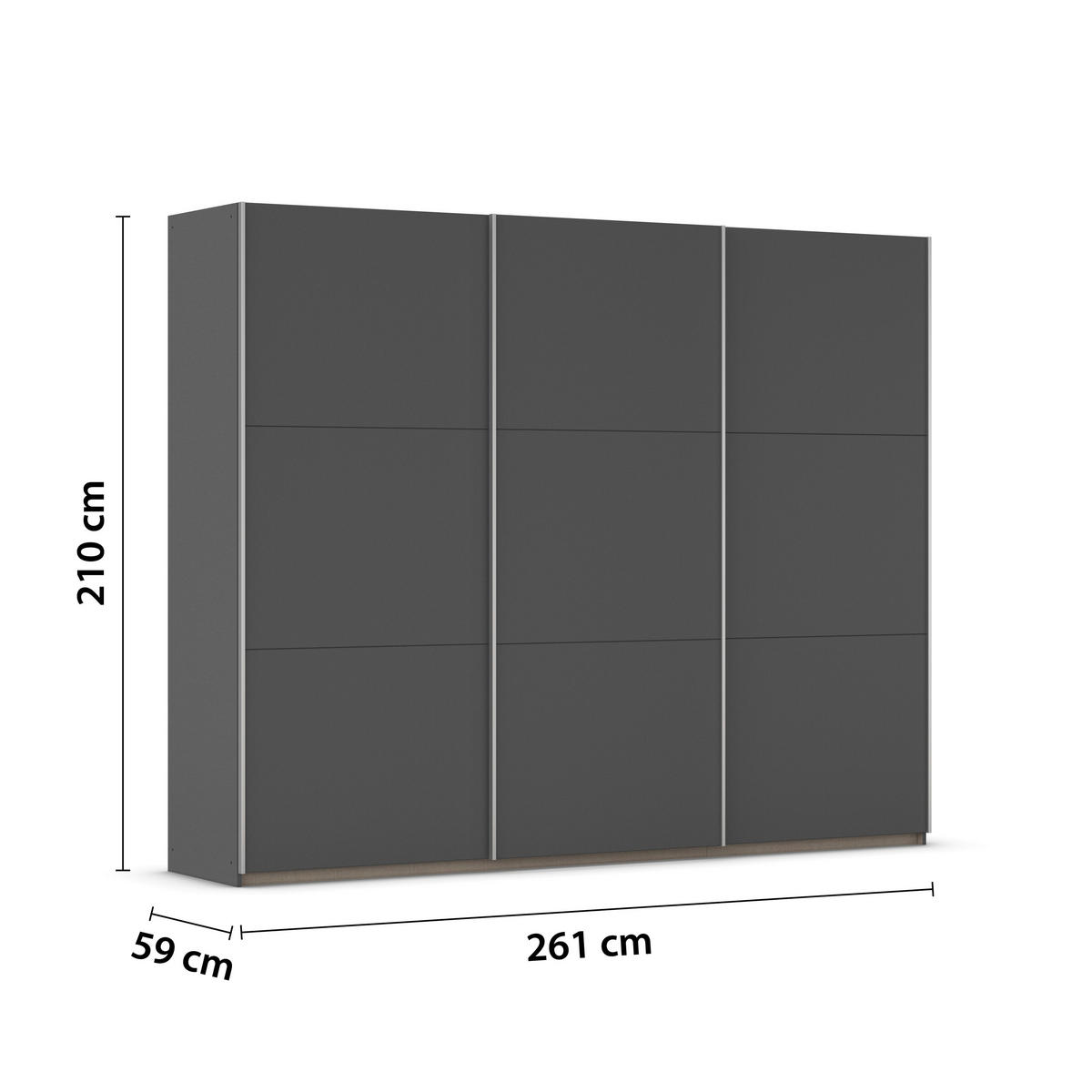 SCHWEBETÜRENSCHRANK Grau  - Grau, Trend, Holzwerkstoff/Metall (261/210/59cm) - Rauch Möbel