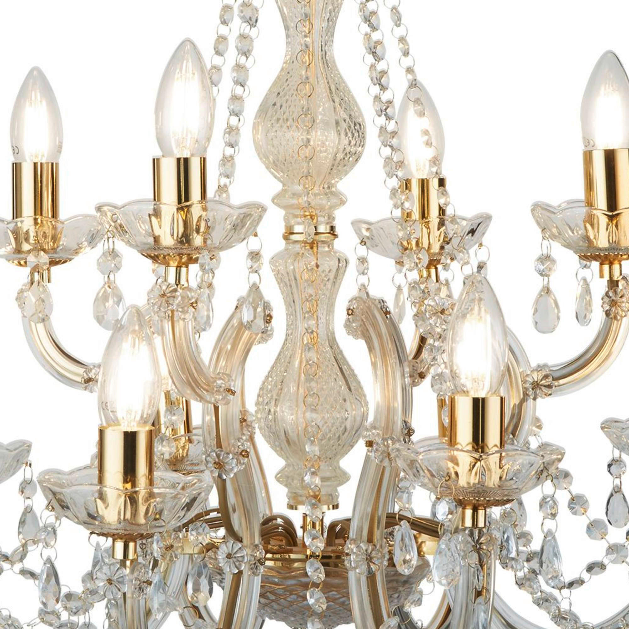 KRISTALL-HÄNGELEUCHTE 63/120 cm   - Goldfarben, KONVENTIONELL, Glas/Kunststoff (63/120cm)