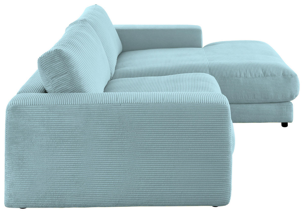 ECKSOFA in Cord Hellblau  - Schwarz/Hellblau, Design, Kunststoff/Textil (270/190cm) - Lomoco
