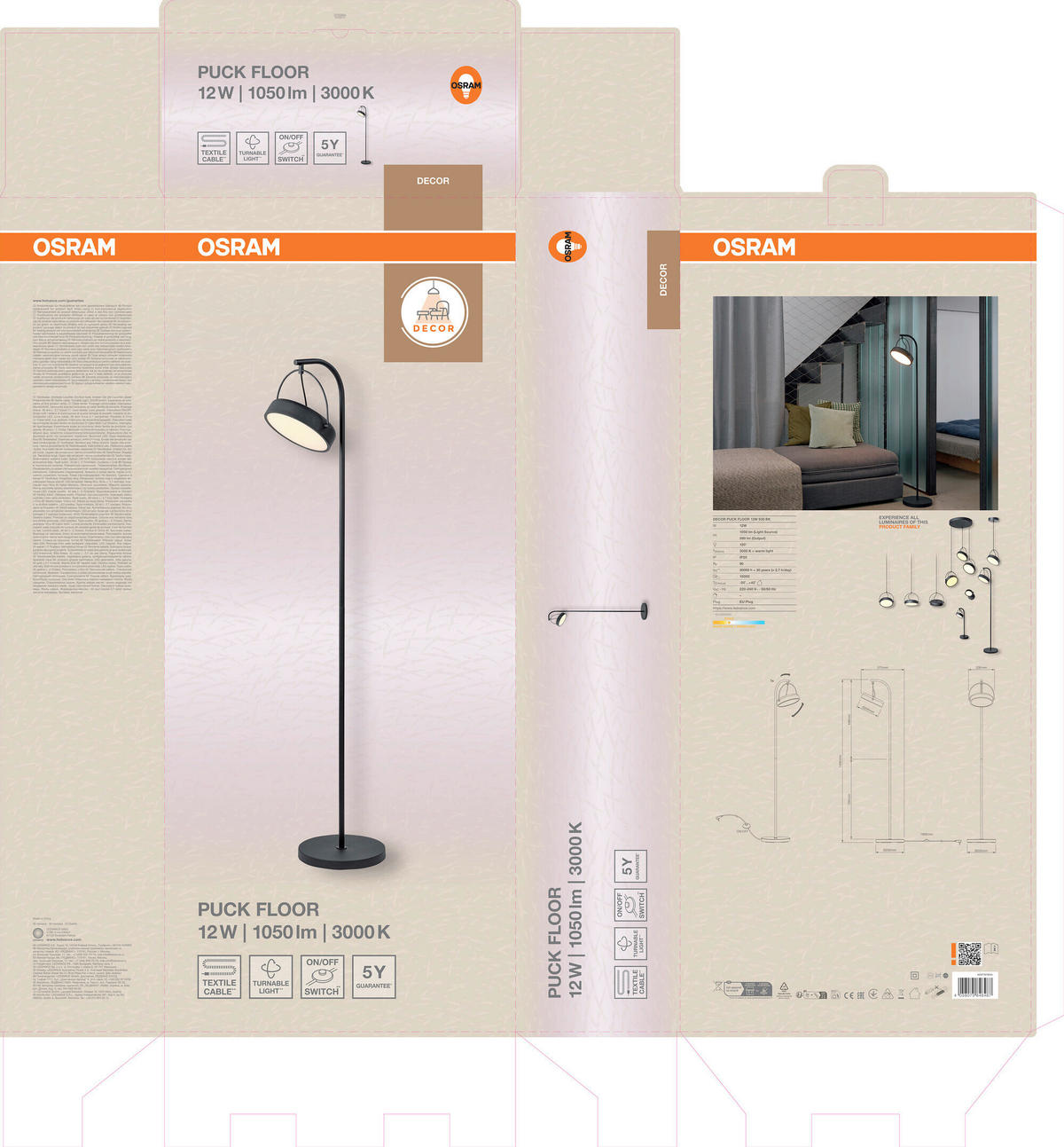 LED-STEHLEUCHTE 25/37,5/143 cm    - Schwarz, Design, Kunststoff/Metall (25/37,5/143cm) - Osram
