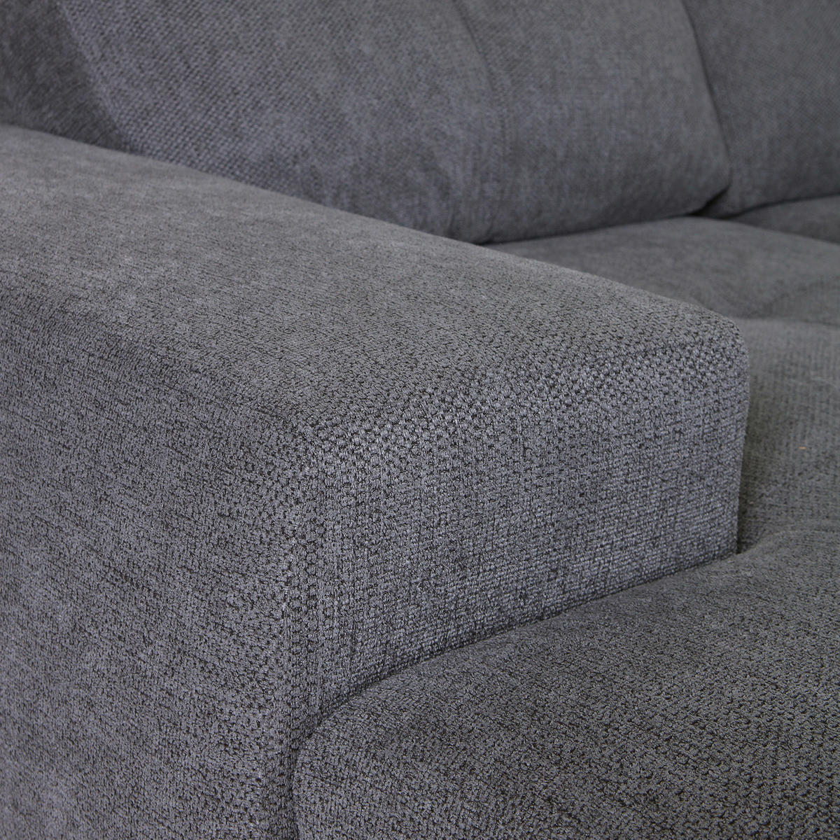 WOHNLANDSCHAFT Dunkelgrau Flachgewebe  - Chromfarben/Dunkelgrau, KONVENTIONELL, Kunststoff/Textil (217/338/180cm) - Hom`in