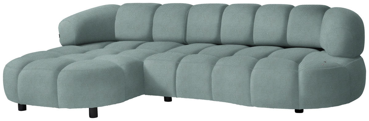 ECKSOFA in Webstoff Mintgrau  - Mintgrau/Schwarz, Design, Holz/Textil (183/284cm) - Welnova