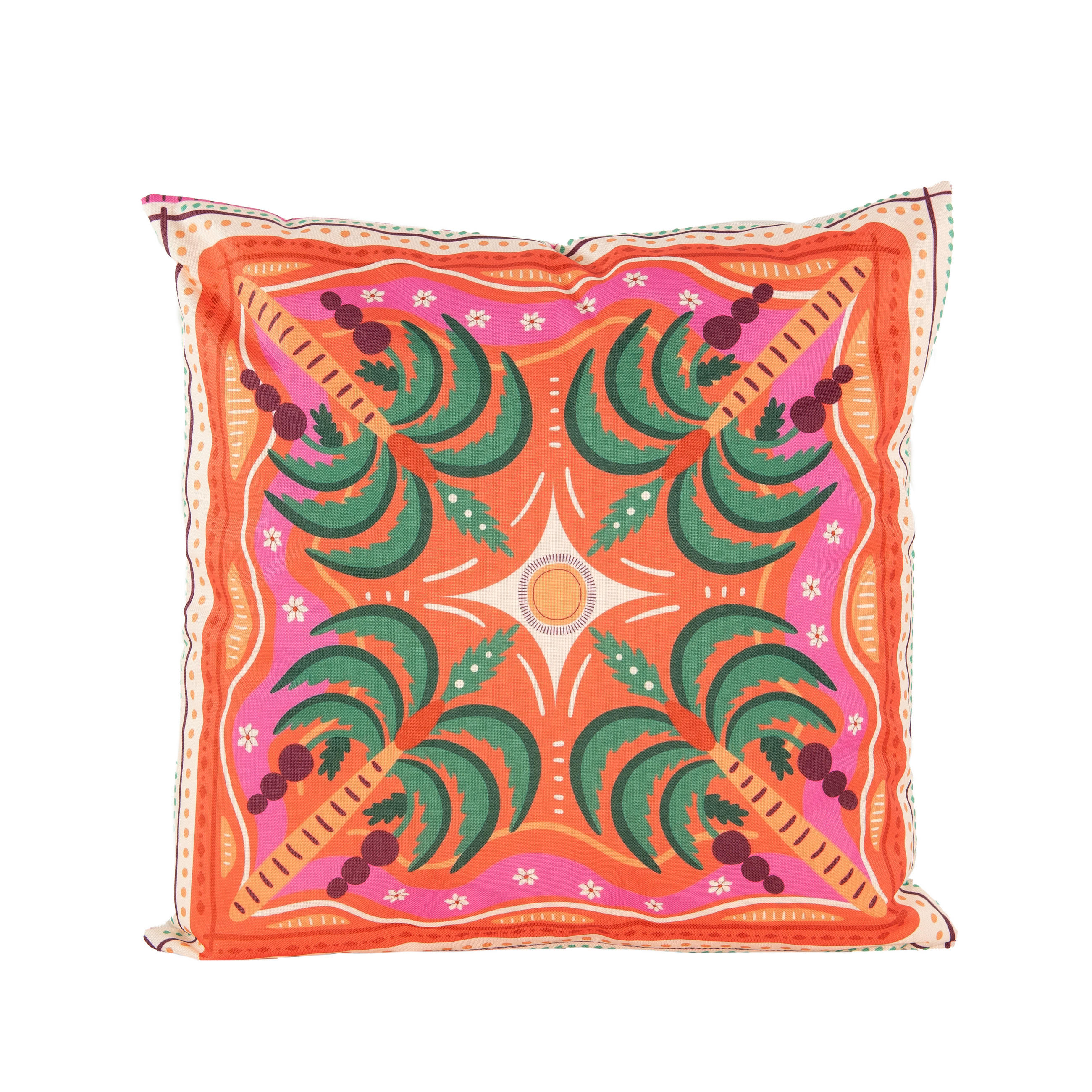 OUTDOOR-KISSEN Palmen  - Multicolor/Rosa, Basics, Kunststoff (45/45cm)