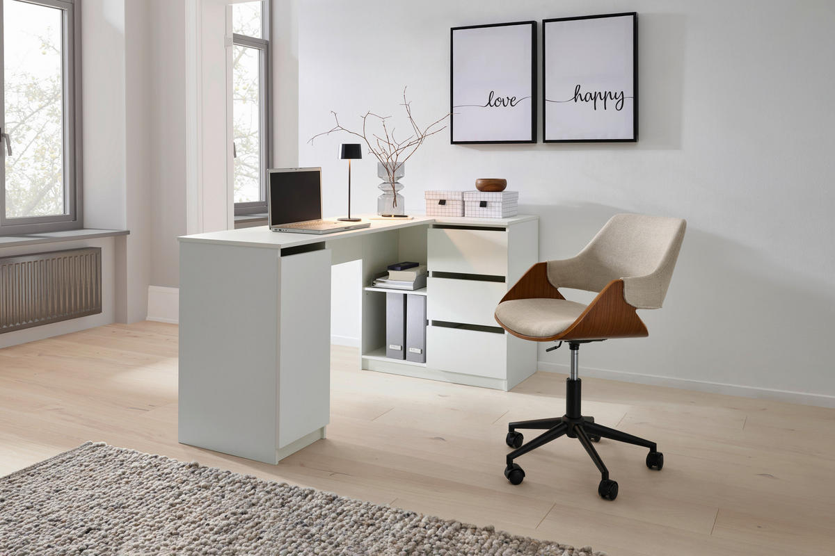 ECKSCHREIBTISCH  in Weiß  - Weiß, MODERN, Holzwerkstoff (154/77/84.5cm) - MID.YOU