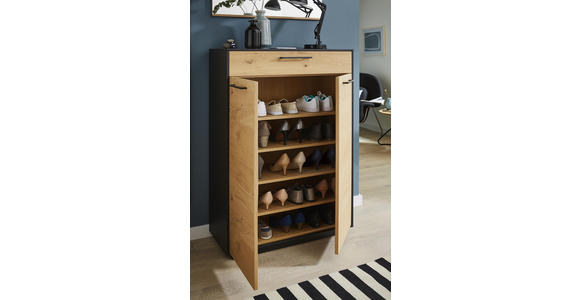 SCHUHSCHRANK 86/124/37 cm - Eichefarben/Anthrazit, Design, Holz/Holzwerkstoff (86/124/37cm) - Dieter Knoll
