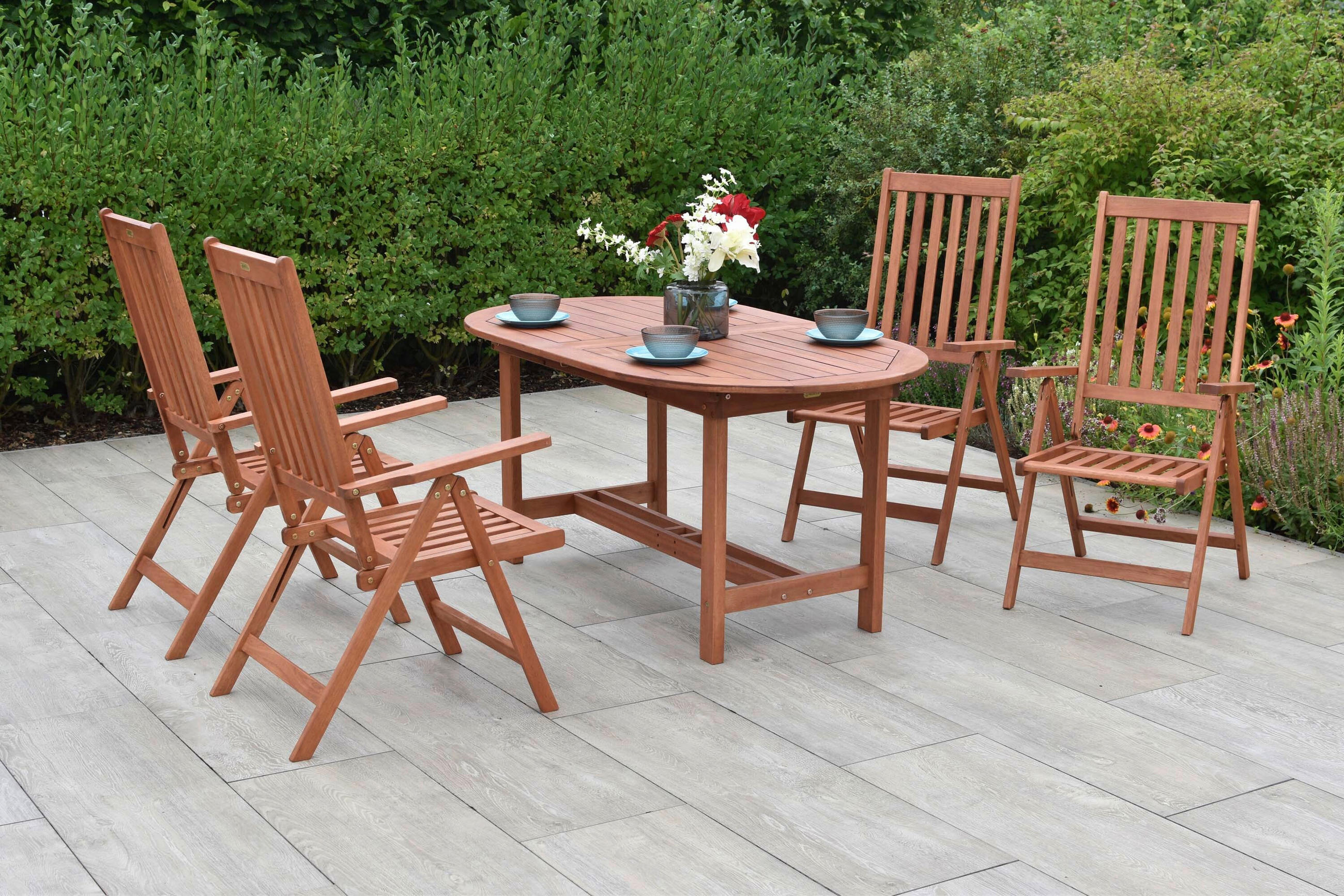 GARTENTISCHGRUPPE Eukalyptusholz Hartholz  - Eukalyptusholzfarben, KONVENTIONELL, Holz - Gardenson