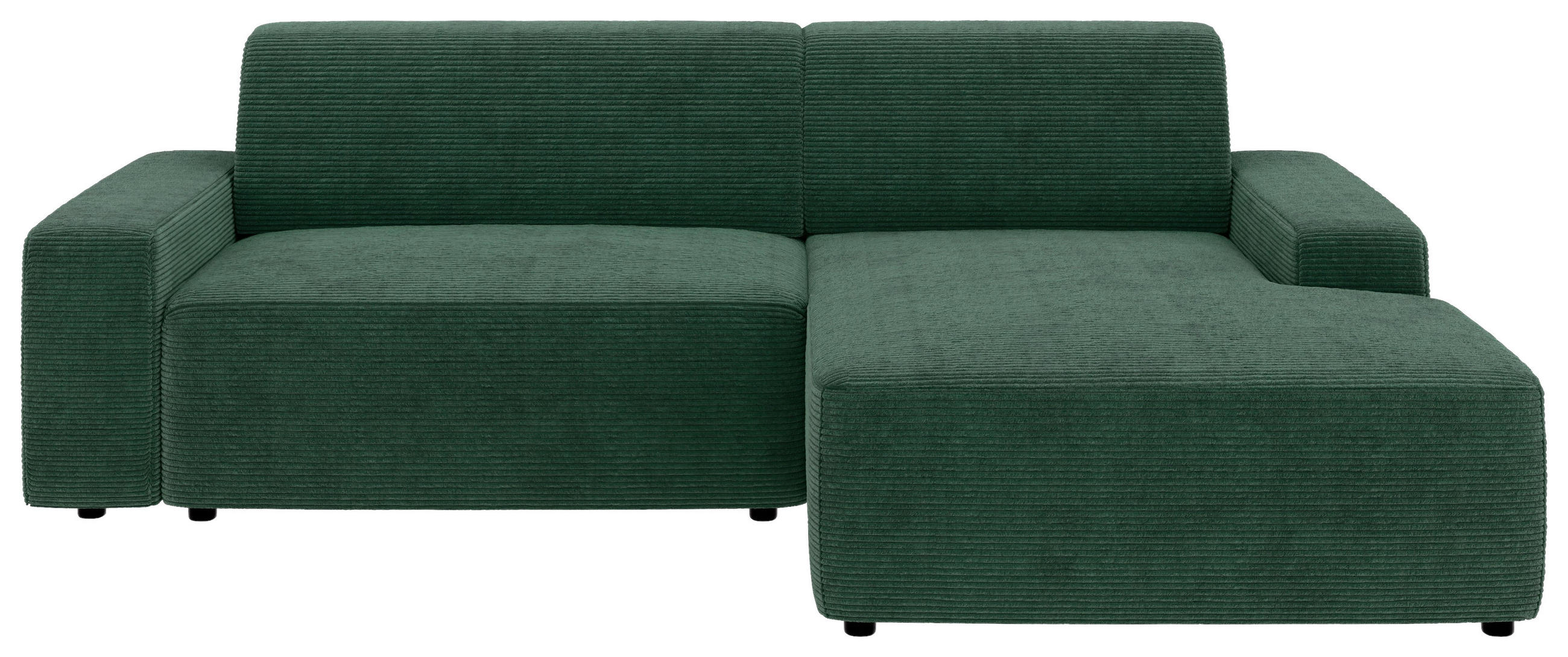 ECKSOFA in Cord Dunkelgrün - Dunkelgrün/Schwarz, Modern, Kunststoff/Textil (246/162cm) - Trendmanufaktur