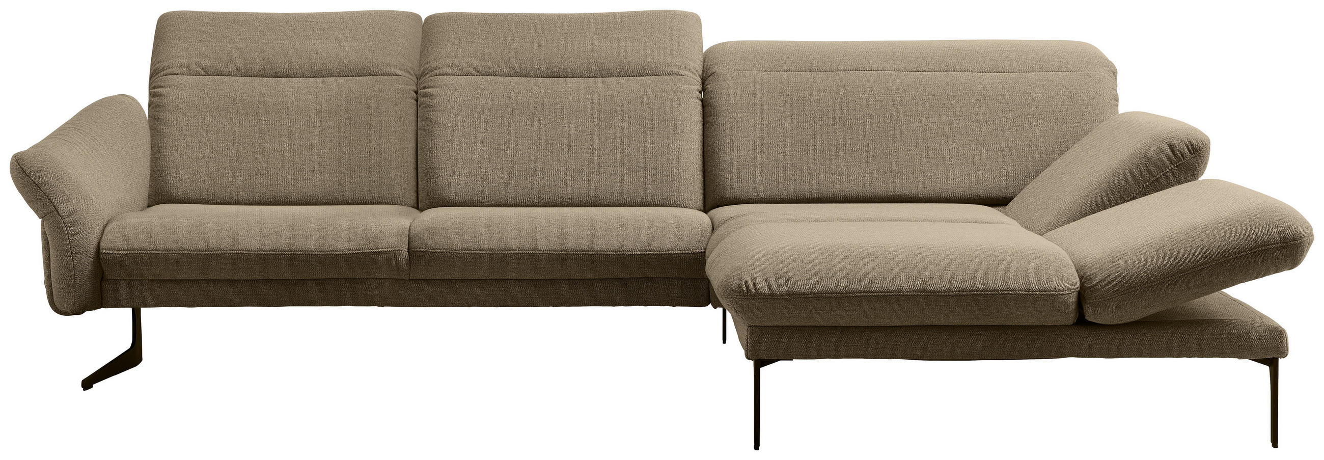 ECKSOFA in Webstoff Hellbraun  - Hellbraun/Anthrazit, Design, Textil/Metall (299/203cm) - Himolla